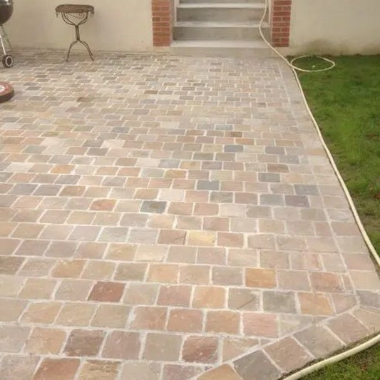 Raj Blend Sandstone Cobbles/Edging Pack (12.3m2 - 420 Mixed Pieces per Pack)