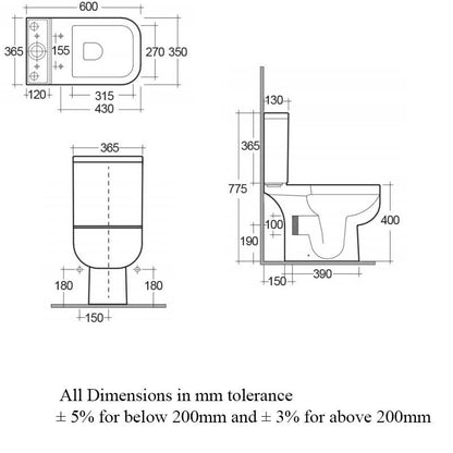 Image for RAK Bathroom Suite Series 600 with Semi Recessed Basin 520mm & Close Coupled Toilet