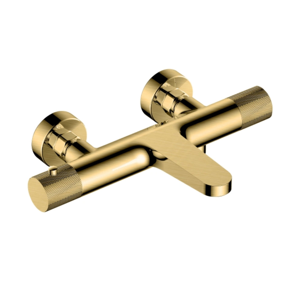 RAK Ceramics Amalfi Wall Mounted Exposed Thermostatic Bath Shower Mixer in Brushed Gold