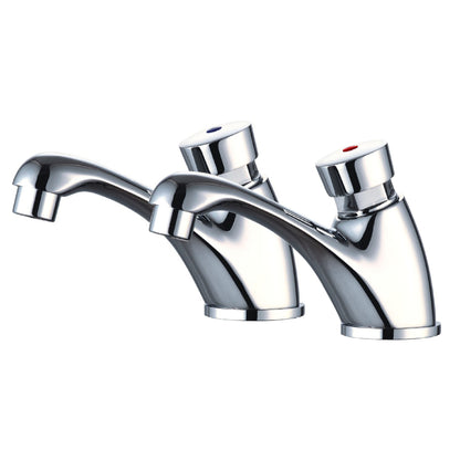 RAK Ceramics Non Concussive Self Closing Basin Taps Pair - Chrome