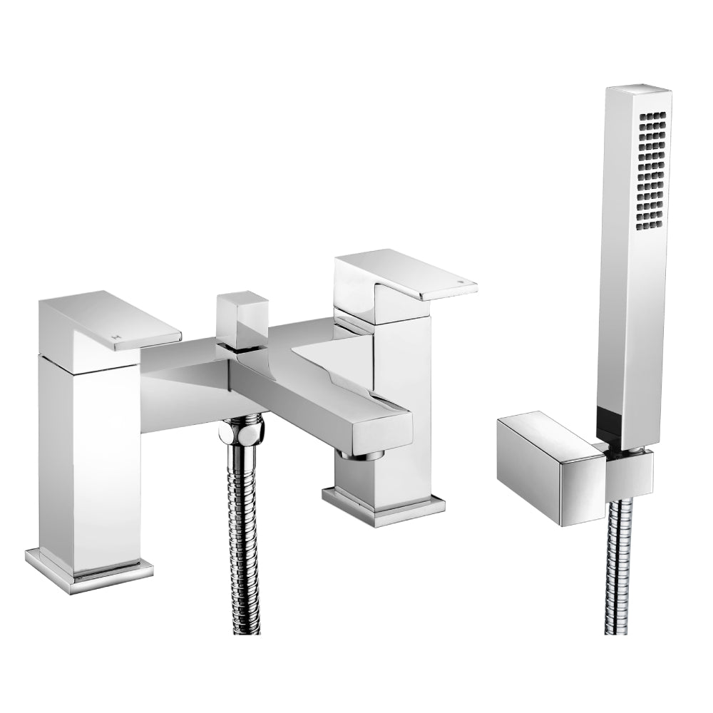 RAK Ceramics Cubis Deck Mounted Bath Shower Mixer with Kit - Chrome