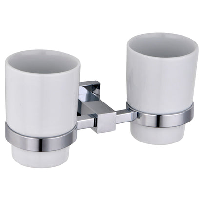 RAK Ceramics Cubis Double Tumbler and Holder Wall Mounted - Chrome