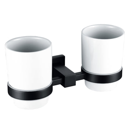 RAK Ceramics Cubis Double Tumbler and Holder Wall Mounted - Black