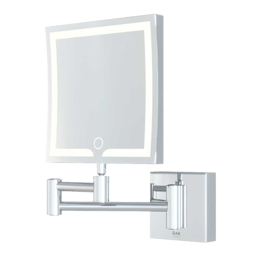 RAK Ceramics Demeter Square LED 3x Magnifying Mirror with Switch 264mm H x 200mm W Illuminated