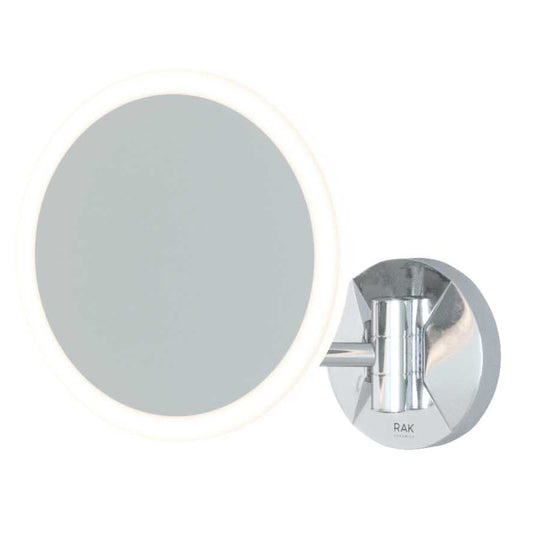 RAK Ceramics Demeter Plus Round LED 3x Magnifying Mirror with Magnetic Pullout Switch 213mm H x 200mm W Illuminated