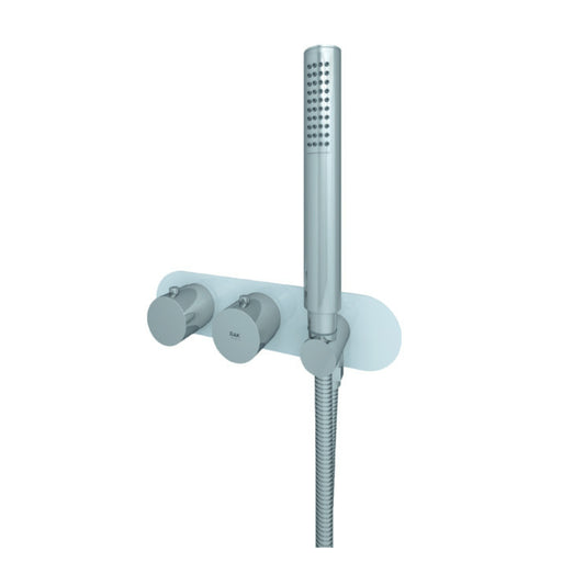 RAK Ceramics Feeling Round Horizontal Dual Outlet Thermostatic Concealed Shower Valve with Wall Outlet in White