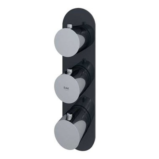 RAK Ceramics Feeling Round Dual Outlet Thermostatic Concealed Shower Valve in Black