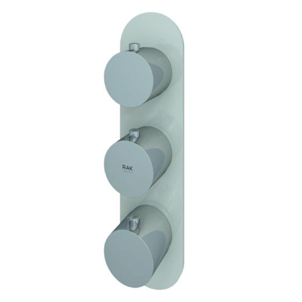 RAK Ceramics Feeling Round Dual Outlet Thermostatic Concealed Shower Valve in Greige