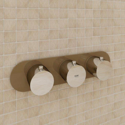 RAK Ceramics Feeling Round Dual Outlet Thermostatic Concealed Shower Valve in Cappuccino