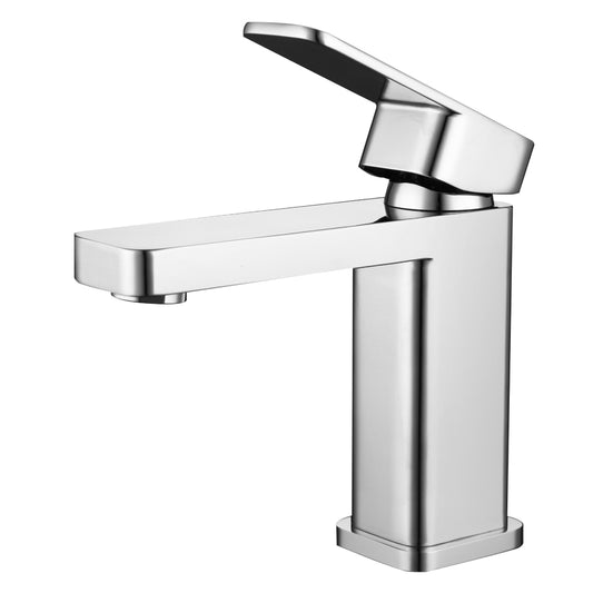 RAK Ceramics Compact Eco Square Mono Basin Mixer Tap with Clicker Waste - Chrome