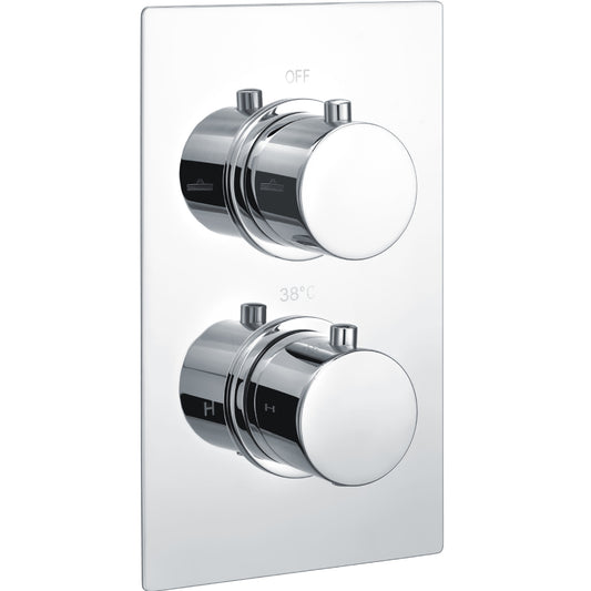 RAK Ceramics Round Dual Outlet 2 Handle Thermostatic Concealed Shower Valve in Chrome