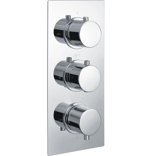 RAK Ceramics Round Triple Outlet 3 Handle Thermostatic Concealed Shower Valve