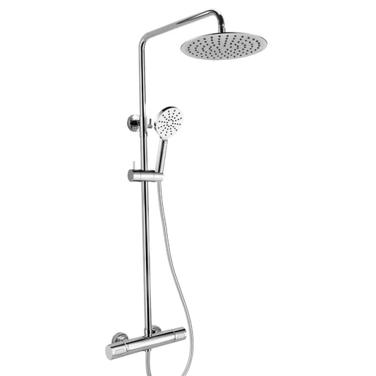 RAK Ceramics Compact Round Exposed Thermostatic Shower Column with Fixed head and Shower Kit in Chrome