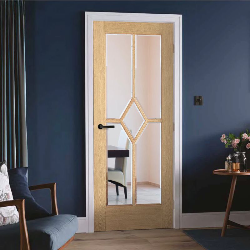 LPD Reims Oak 5L Pre-Finished Internal Clear Glazed Door
