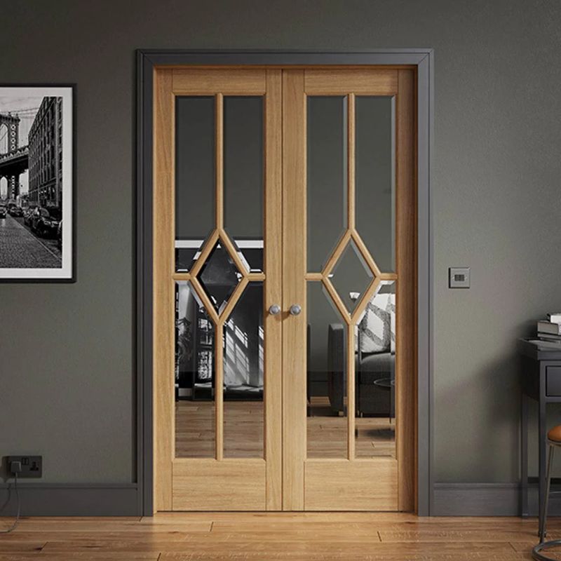 LPD Reims Oak Pre-Finished Internal Clear Glazed Door (Pair) - 78in x 60in x 40mm (1981 x 1524mm)
