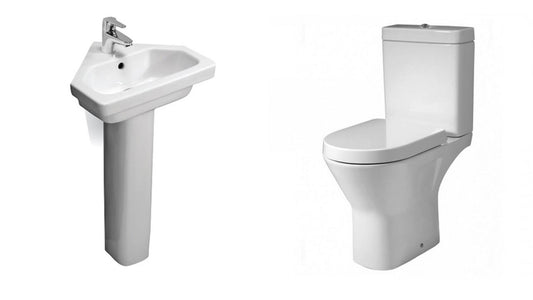 Image Of RAK Bathroom Suite Resort (Corner Basin & Full Pedestal 450mm, Close Coupled Toilet)