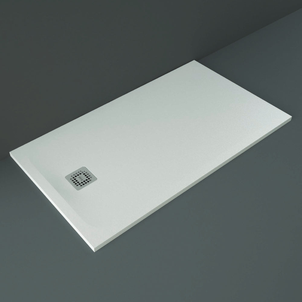 RAK Ceramics Feeling 1400 x 800mm Stone Effect Shower Tray with Anti Slip - White