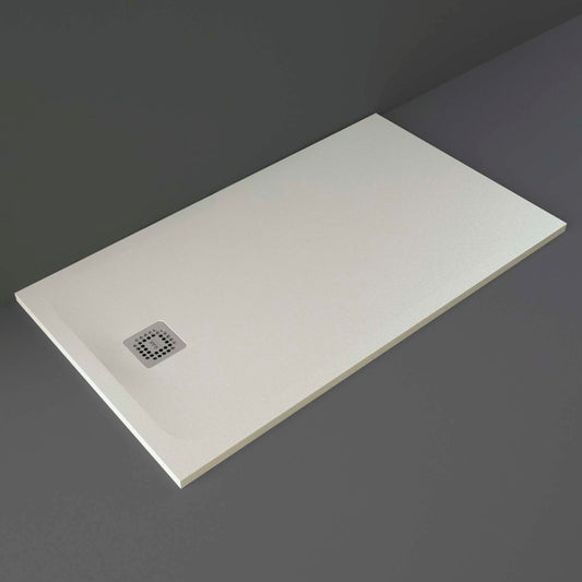 RAK Ceramics Feeling 1400 x 800mm Stone Effect Shower Tray with Anti Slip - Greige