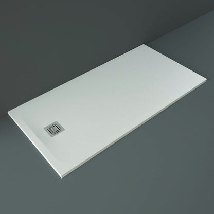 RAK Ceramics Feeling 1600 x 800mm Stone Effect Shower Tray with Anti Slip - White