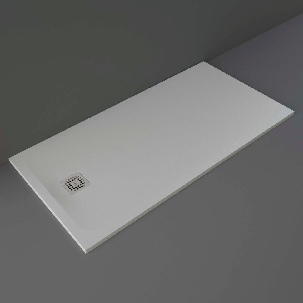 RAK Ceramics Feeling 1600 x 800mm Stone Effect Shower Tray with Anti Slip - Grey