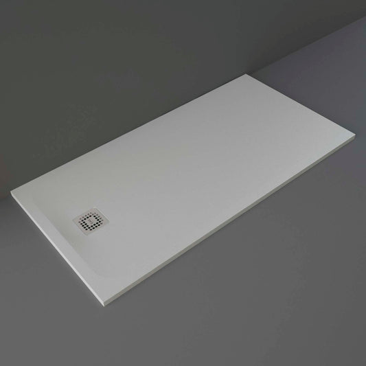 RAK Ceramics Feeling 1600 x 800mm Stone Effect Shower Tray with Anti Slip - Grey