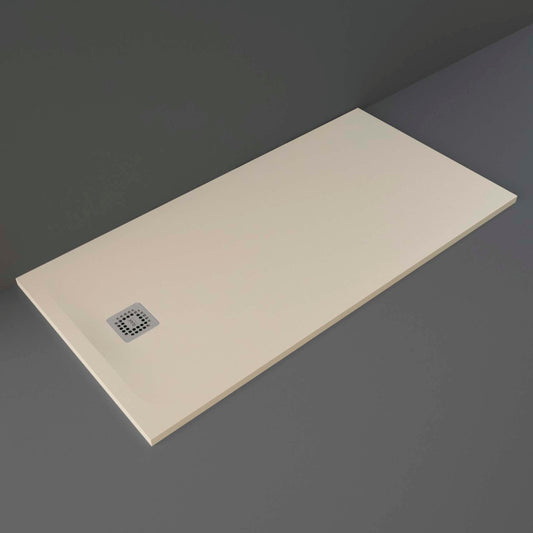 RAK Ceramics Feeling 1600 x 800mm Stone Effect Shower Tray with Anti Slip - Cappuccino