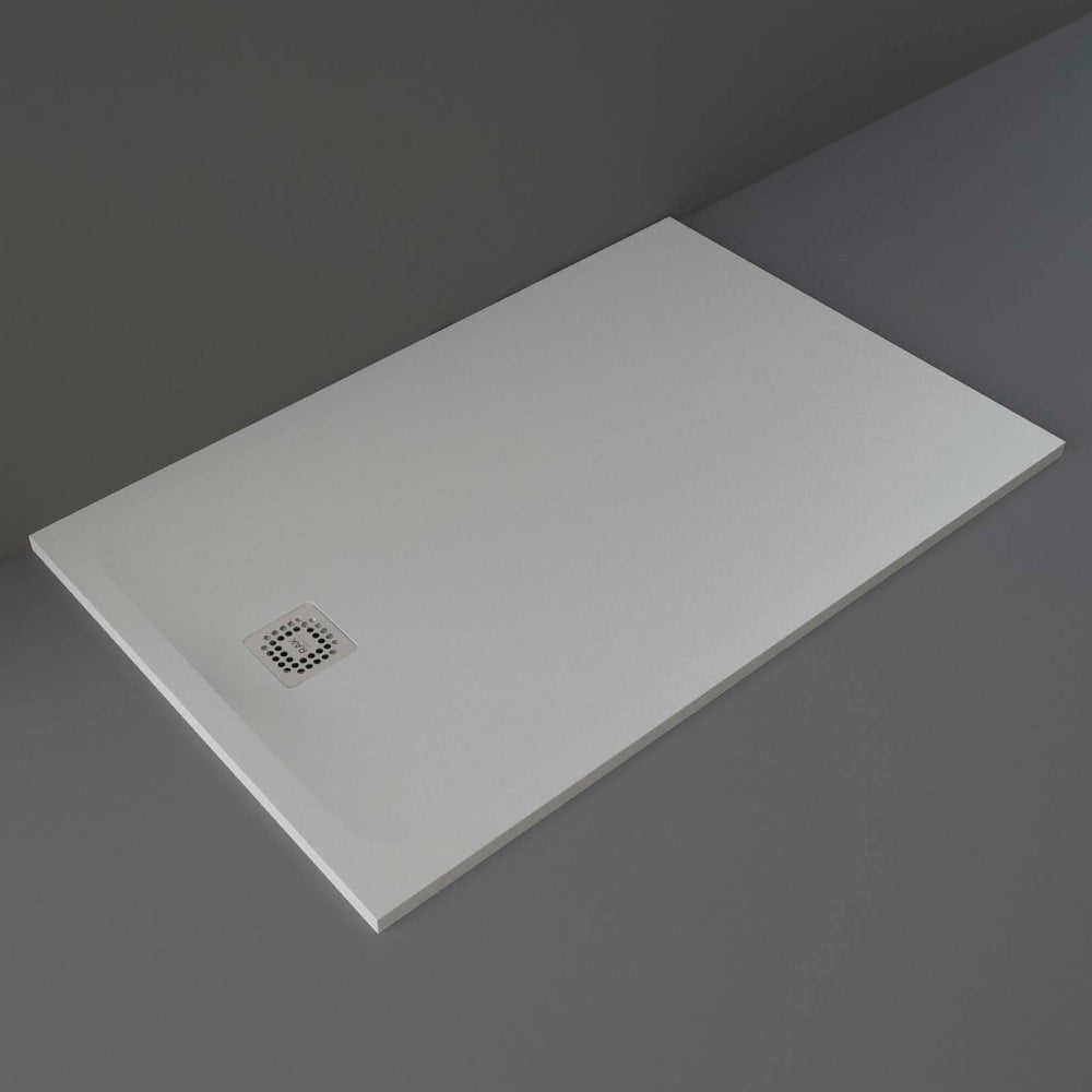 RAK Ceramics Feeling 1400 x 900mm Stone Effect Shower Tray with Anti Slip - Grey