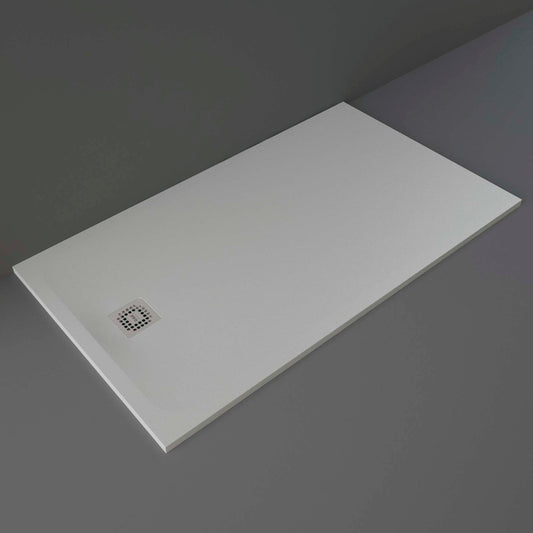 RAK Ceramics Feeling 1600 x 900mm Stone Effect Shower Tray with Anti Slip - Grey