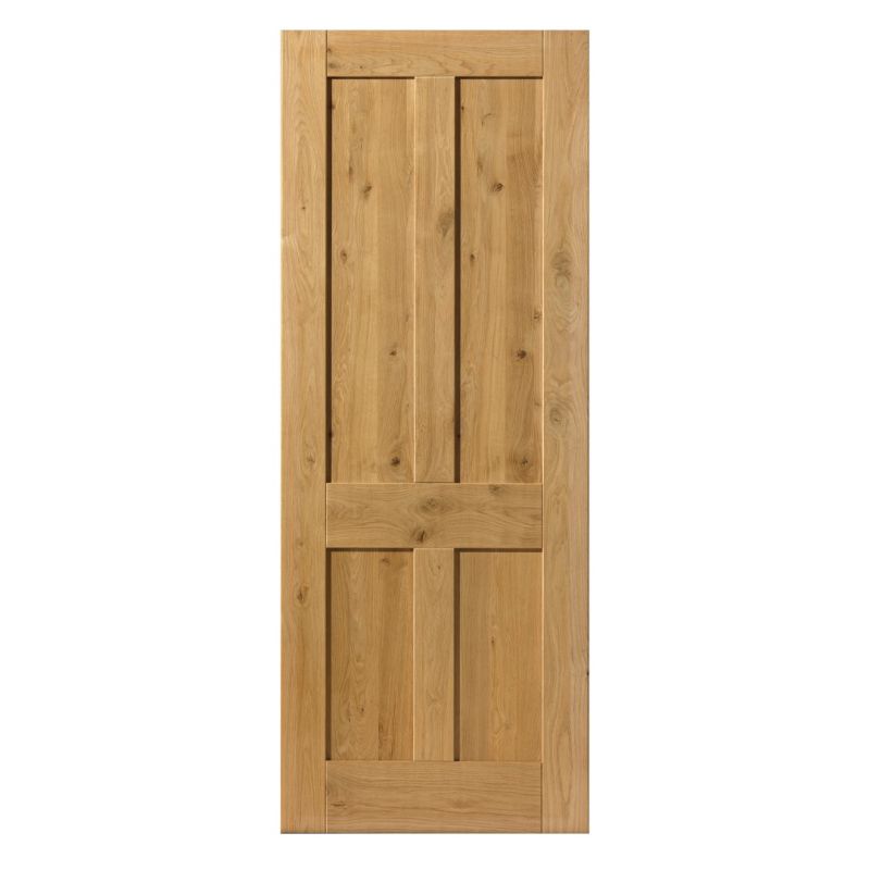 JB Kind Rustic Oak 4 Panel Pre-Finished Internal Door (1981 x 610 x 35mm)