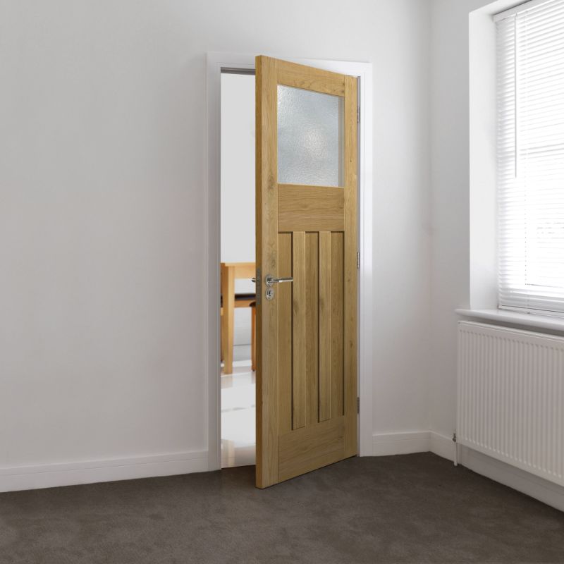 JB Kind Pre-Finished Rustic Oak DX Glazed Internal Door - 1981 x 762 x 35mm 