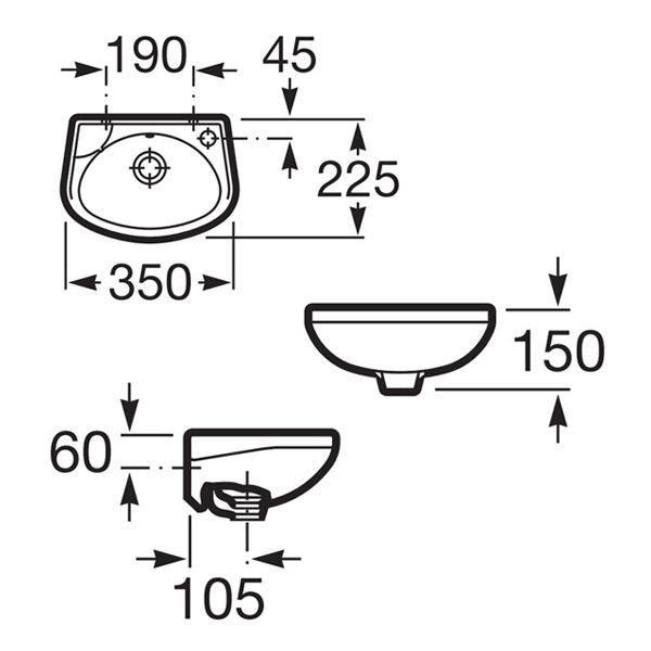 Image for Roca Laura 350mm Wall-Hung Basin 1Th