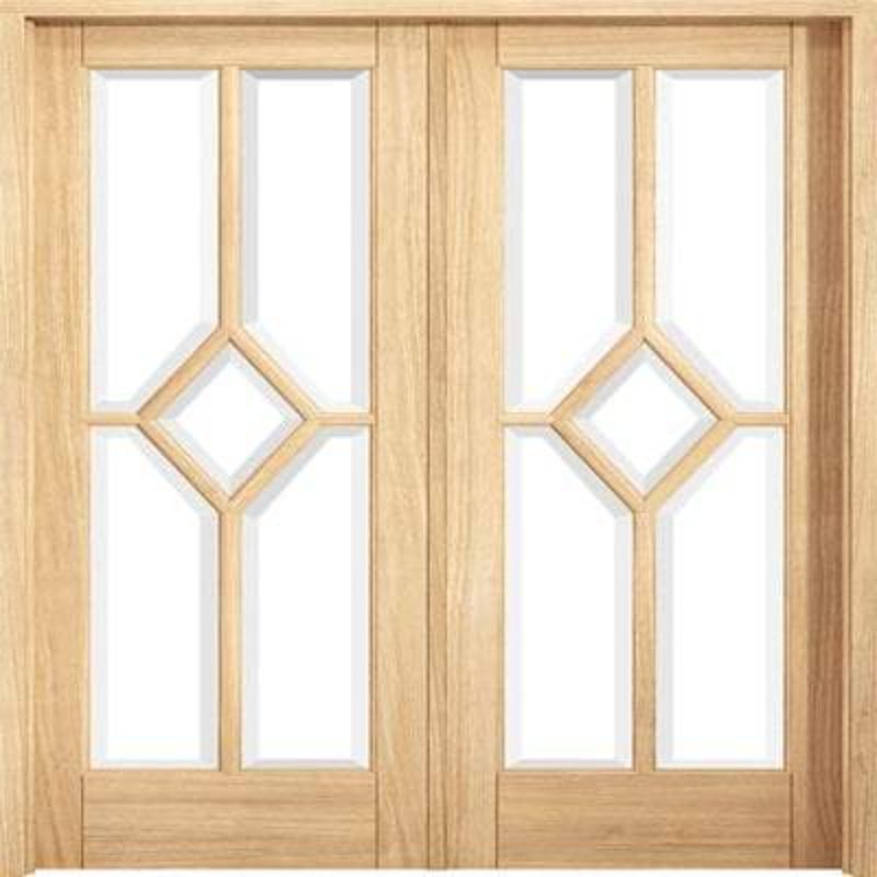 LPD Reims Oak Unfinished 10 Glazed Clear Light Panels Interior Room Divider - 2031mm x 1246mm