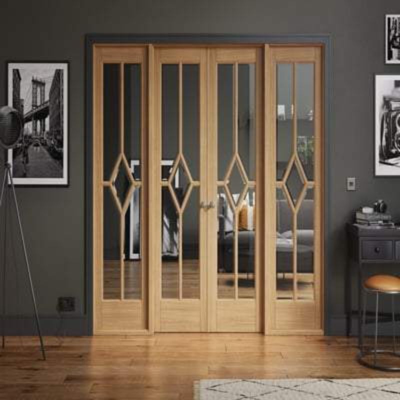 LPD Reims Oak Unfinished 20 Glazed Clear Light Panels Interior Room Divider - 2031mm x 2478mm