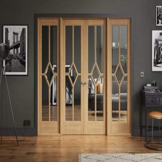 LPD Reims Oak Unfinished 20 Glazed Clear Light Panels Interior Room Divider - 2031mm x 2478mm