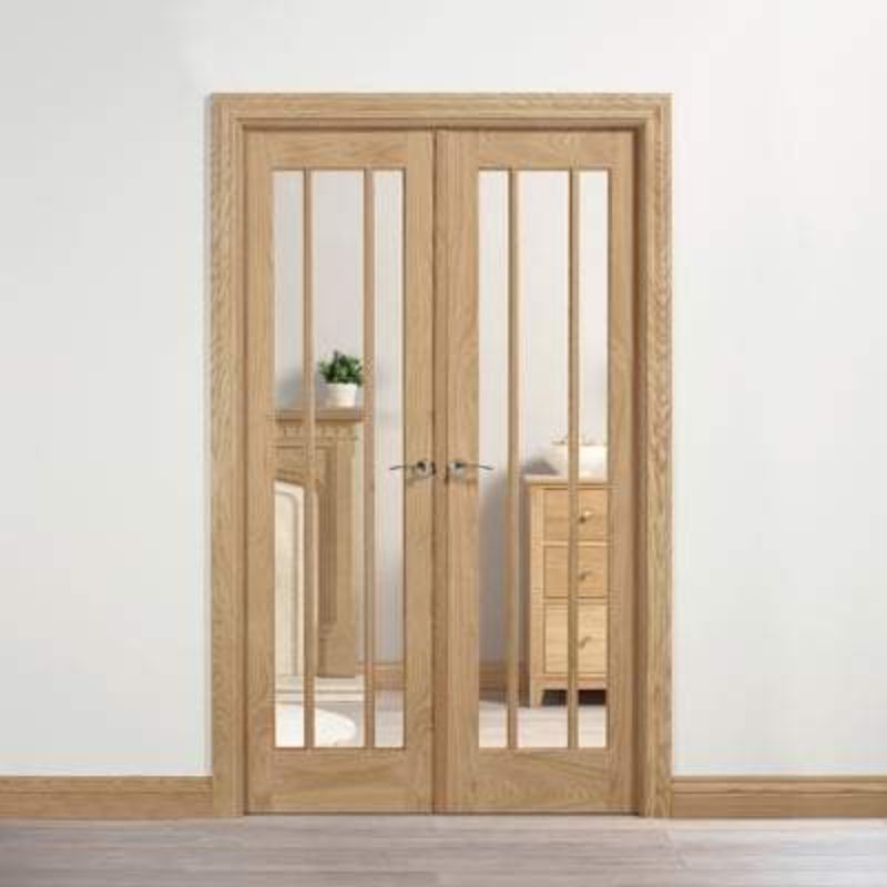 LPD Lincoln Oak Unfinished 6 Glazed Clear Light Panels Interior Room Divider - 2031mm x 1246mm