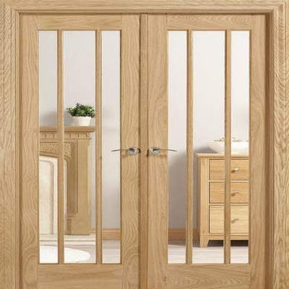 LPD Lincoln Oak Unfinished 6 Glazed Clear Light Panels Interior Room Divider - 2031mm x 1246mm