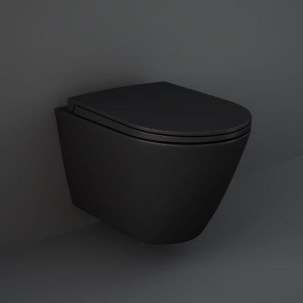 RAK Ceramics Feeling 365mm Wall Hung Pan - Matt Black