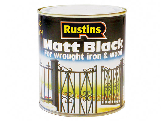 Rustins Matt Black Paint Quick Drying 250ml