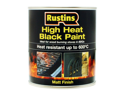 Rustins High Heat Paint 600°C Black 250ml