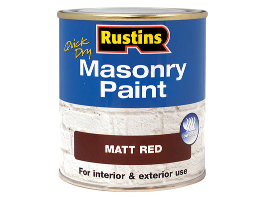 Rustins Quick Dry Masonry Paint Matt Red 500ml