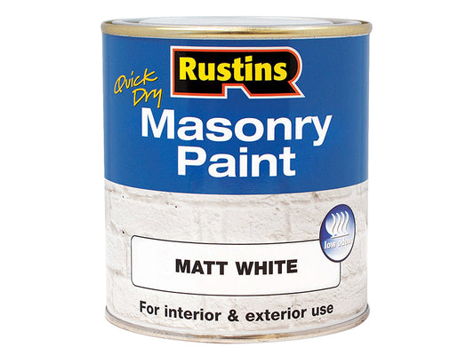 Rustins Quick Dry Masonry Paint Matt White 500ml