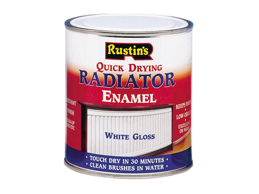 Rustins Quick Dry Radiator Enamel Paint Gloss White 500ml