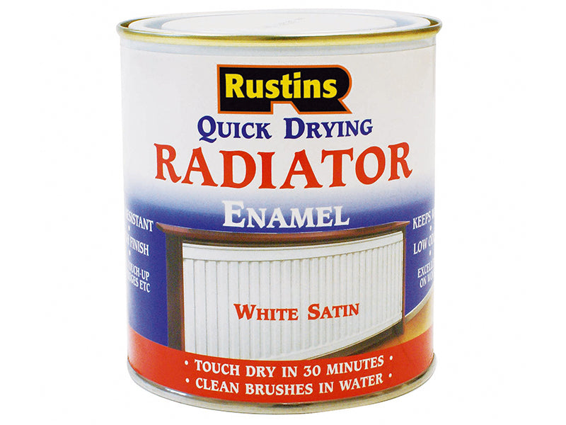 Rustins Quick Dry Radiator Enamel Paint Satin White 500ml