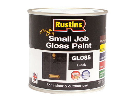 Rustins Quick Dry Small Job Gloss Paint Black 250ml