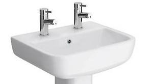 RAK Series 600 Basin & Full Pedestal 520mm Wide Two Tap Hole