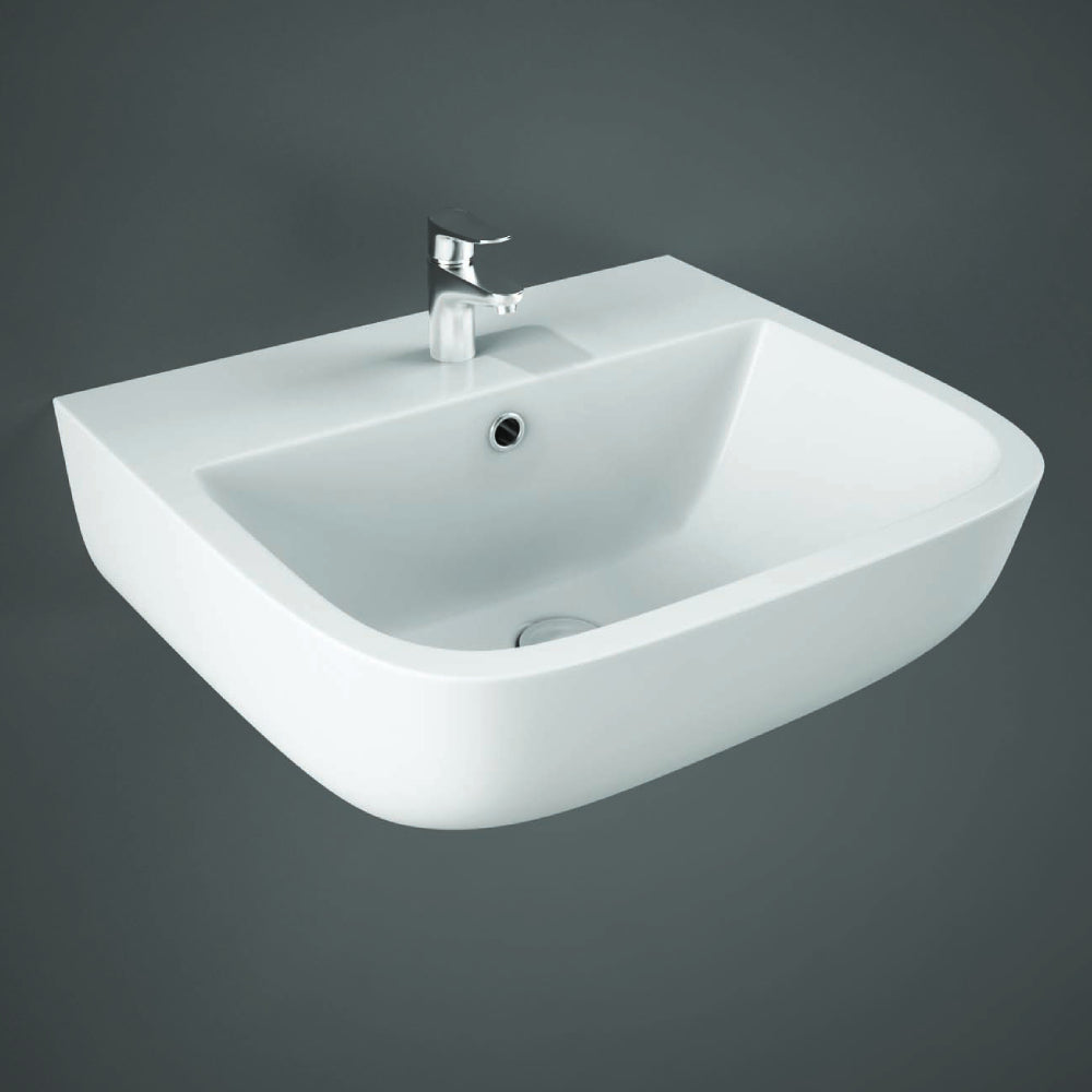 RAK Ceramics Series 600 400mm Wall Hung Basin 2 Tap Holes White