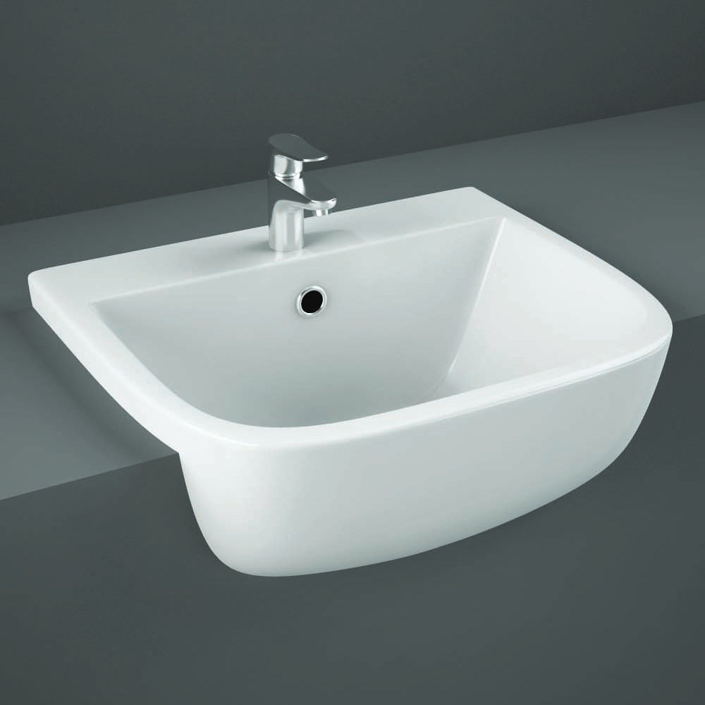 RAK Ceramics Series 600 420mm Semi Recessed Basin 1 Tap Hole White