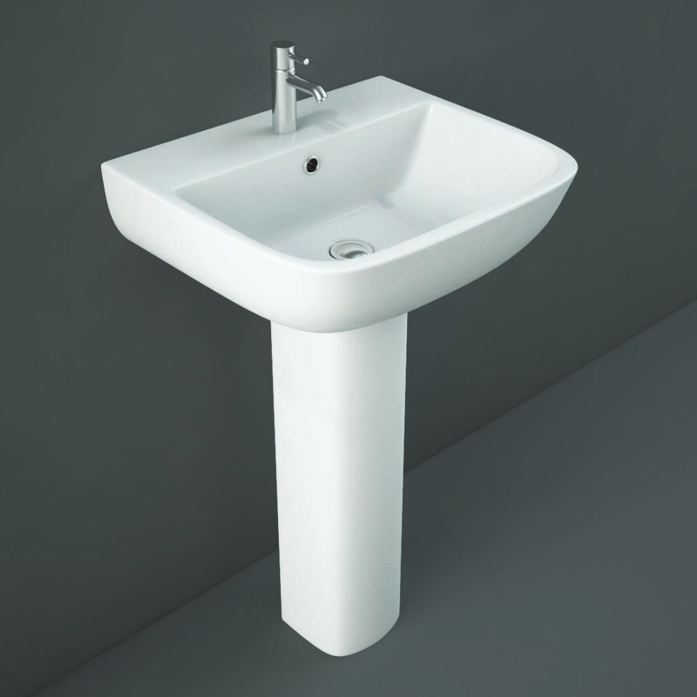 RAK Ceramics Series 600 520mm Pedestal Basin 2 Tap Holes White