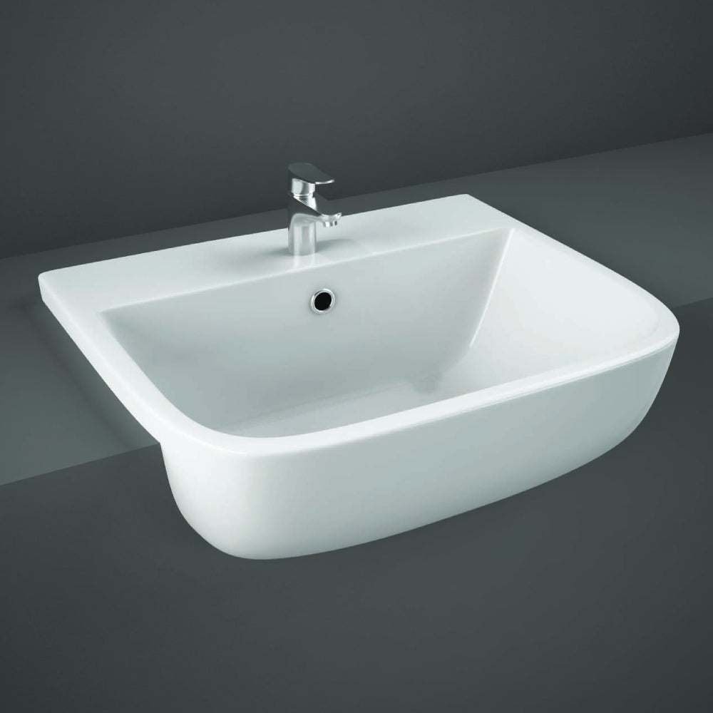 RAK Ceramics Series 600 520mm Semi Recessed Basin 1 Tap Hole White