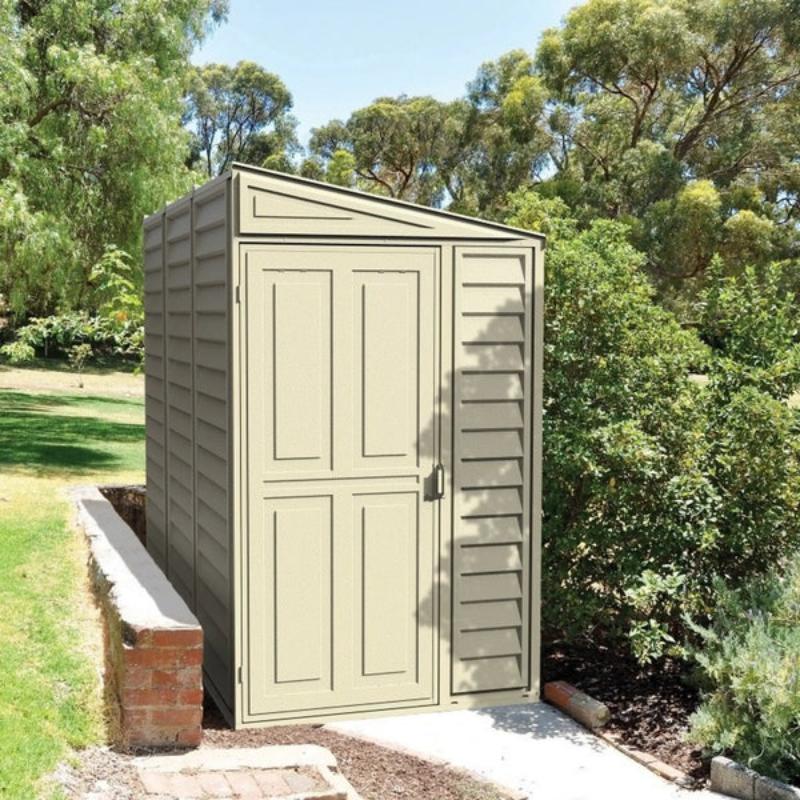 Saffron 4ft x 8ft Lean-To Vinyl Garden Shed with Foundation Kit